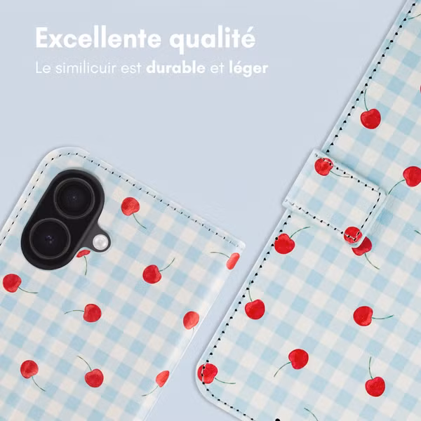 imoshion Étui de télephone portefeuille Design Apple iPhone 16 - Cherry Check