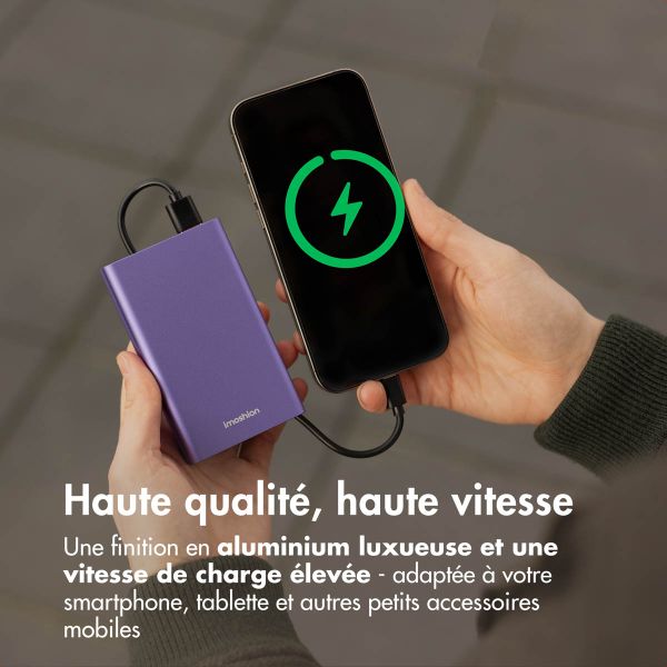 imoshion Ultra Series Aluminium | Batterie externe 20.000 mAh - Charge rapide jusqu'à 33 watts - Violet Tropical