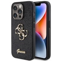 Guess Coque 4G Metal Logo Glitter iPhone 15 Pro - Noir