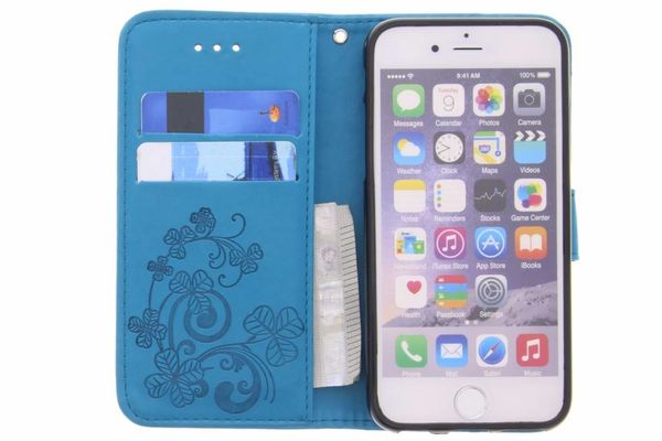 Etui de téléphone Fleurs de Trèfle iPhone 6 / 6s - Turquoise