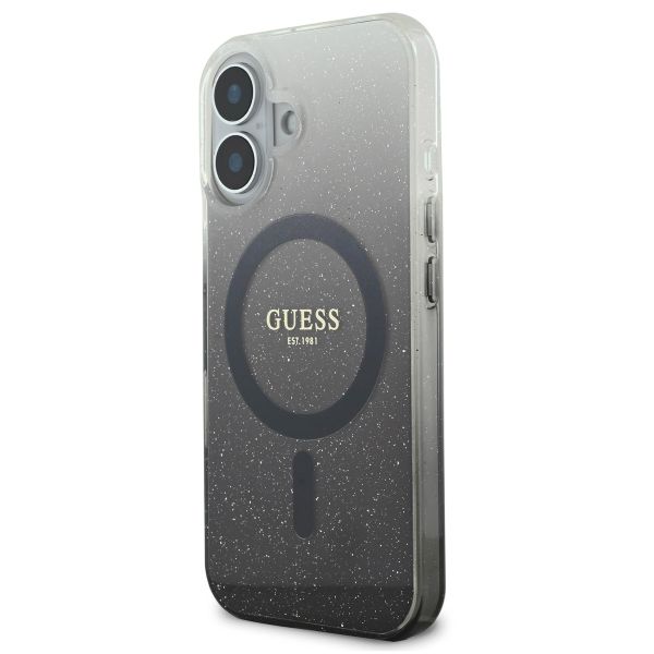 Guess Coque MagSafe IML Glitter Gradient Apple iPhone 16 - Noir