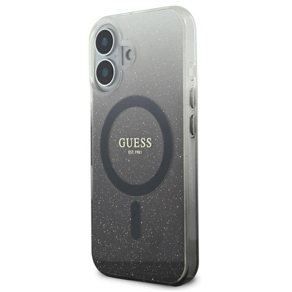 Guess Coque MagSafe IML Glitter Gradient iPhone 16 - Black