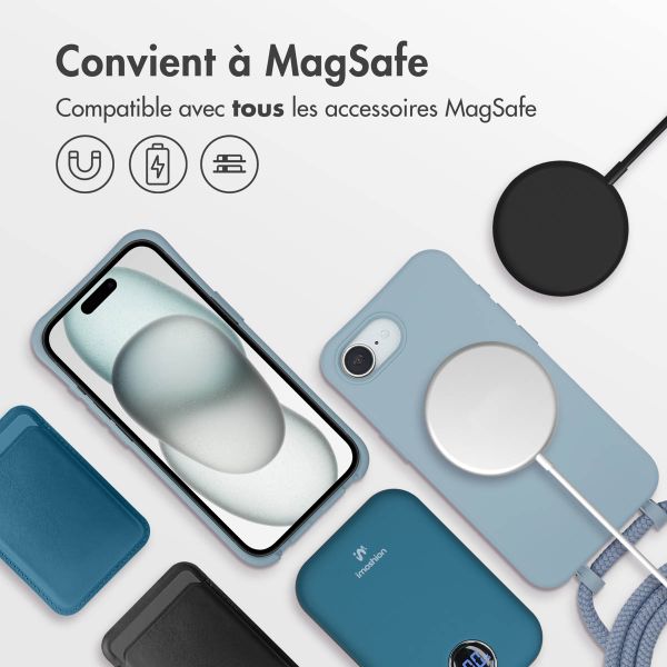 imoshion Coque arrière Color avec cordon amovible et MagSafe Apple iPhone 16e - Ash Blue