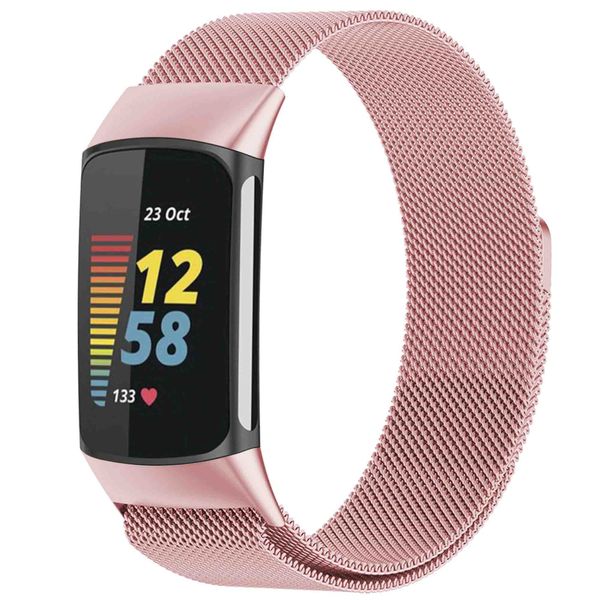 imoshion Bracelet magnétique milanais le Fitbit Charge 5 / Charge 6 - Taille M - Rose