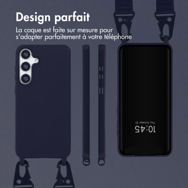 Selencia Coque silicone avec cordon amovible Samsung Galaxy S25 Plus - Bleu foncé