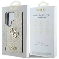 Guess Coque 4G Metal Logo Glitter Samsung Galaxy S25 Ultra - Doré