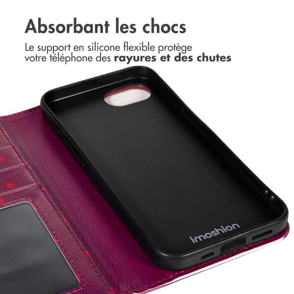 imoshion Étui de télephone portefeuille Design Apple iPhone 16e - Crush Check Coral Dust