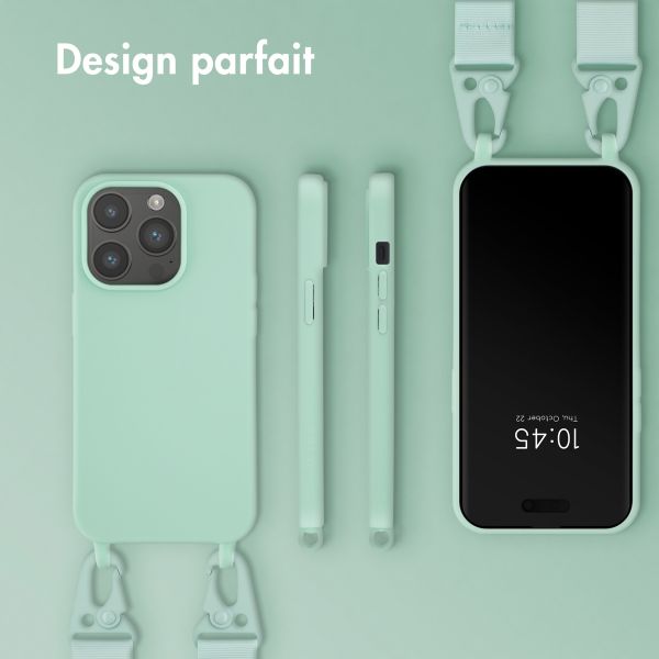 Selencia Coque silicone avec cordon amovible Apple iPhone 14 Pro - Turquoise