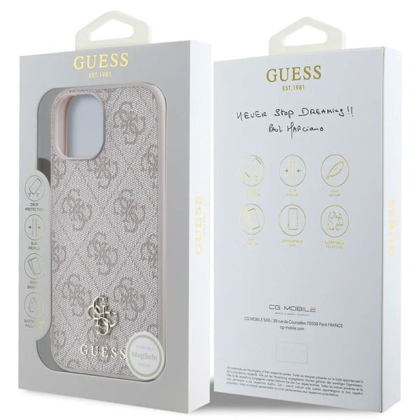 Guess Coque 4G Metal Logo MagSafe Apple iPhone 15 - Rose