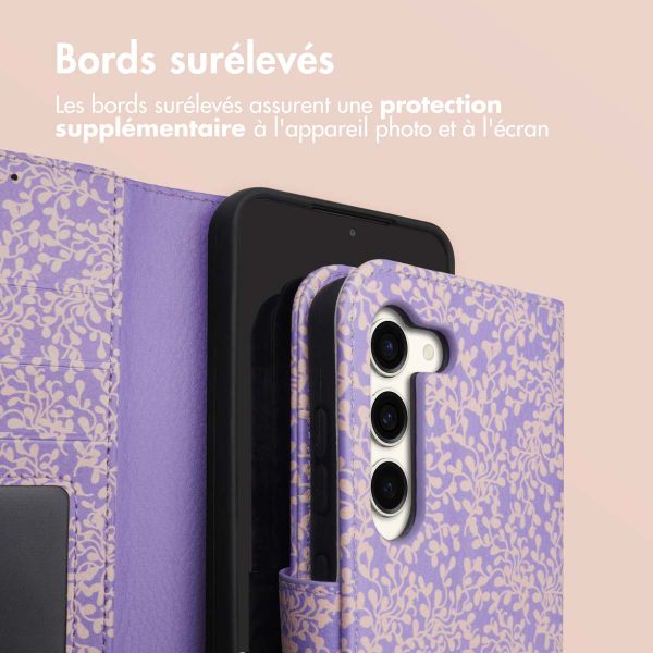 imoshion Étui de télephone portefeuille Design Samsung Galaxy S23 - Purple White Flowers