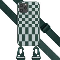Selencia ﻿Coque design en silicone avec cordon amovible Apple iPhone 12 (Pro) - Irregular Check Green