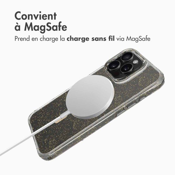 imoshion Coque arrière transparente Pailletée avec MagSafe Apple iPhone 16 Pro - Doré