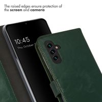 Selencia Étui de téléphone portefeuille en cuir véritable Samsung Galaxy A13 (5G) / A04s - Vert