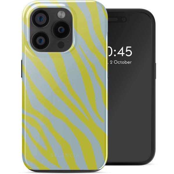 Selencia Coque arrière Vivid Tough avec MagSafe iPhone 15 Pro - Zebra Winter Sky Titanium Yellow