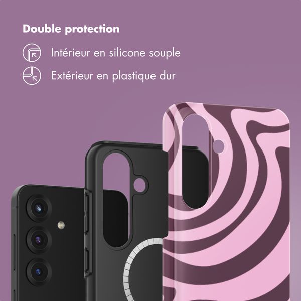 Selencia Coque arrière Vivid avec MagSafe Samsung Galaxy S25 - Wavy Swirl Pink Plum