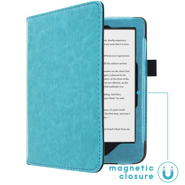 imoshion Étui de liseuse portefeuille en cuir végan Kobo Clara HD - Bleu clair