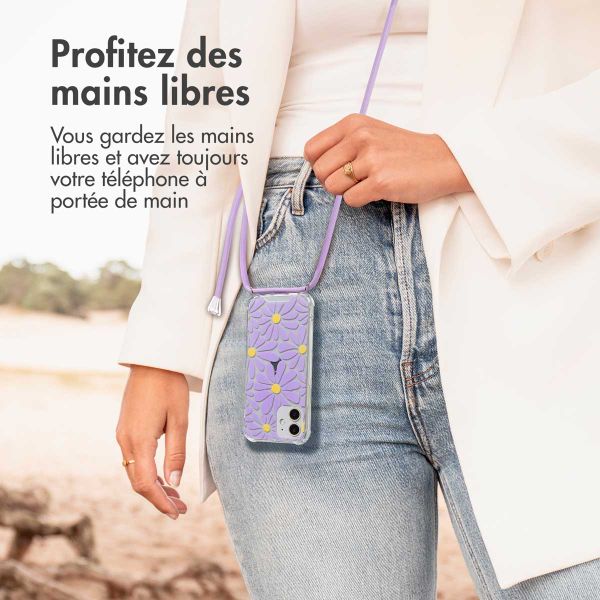 imoshion Coque Design avec cordon Apple iPhone 12 (Pro) - Tropical Violet Flowers Connect