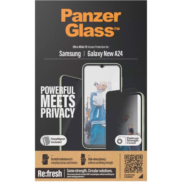 PanzerGlass ﻿Protection d'écran Privacy Ultra-Wide Fit Anti-bactérienne avec applicateur Samsung Galaxy A25 (5G)