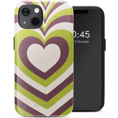 Selencia Coque arrière Vivid avec MagSafe iPhone 13 - Double Hearts Plum Fern