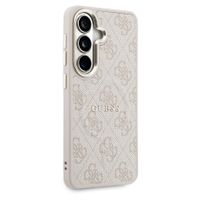 Guess Coque arrière en cuir 4G avec MagSafe Samsung Galaxy S26 - Gold Edge - Pink