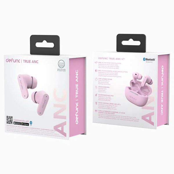 Defunc True ANC Earbuds - ﻿Écouteurs sans fil - Écouteurs sans fil Bluetooth - Avec suppression du bruit ANC - Pink