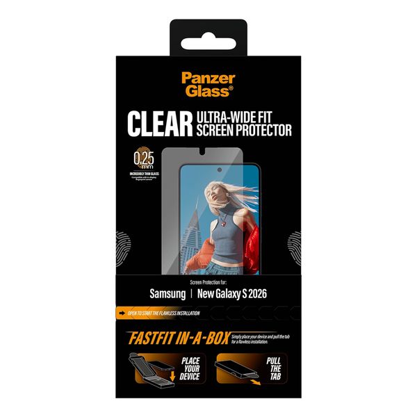 PanzerGlass Ultra Wide Fit FastFit in-a-box Protection d'écran Samsung Galaxy S26