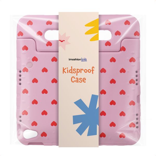 imoshion Coque arrière Kidsproof Design avec poignée Apple iPad 9 (2021) 10.2 pouces / iPad 8 (2020) 10.2 pouces / iPad 7 (2019) 10.2 pouces - Cœurs
