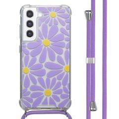 imoshion Coque Design avec cordon Samsung Galaxy S21 FE - Tropical Violet Flowers Connect