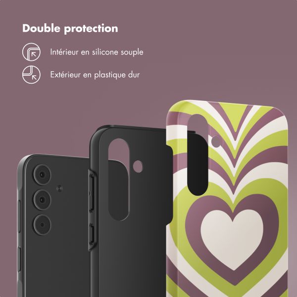 Selencia Coque arrière Vivid Samsung Galaxy A55 - Double Hearts Plum Fern