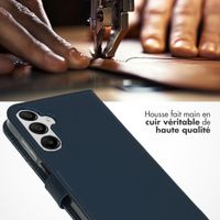 Selencia Étui portefeuille en cuir véritable Samsung Galaxy A35 - Bleu foncé