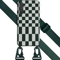 Selencia ﻿Coque design en silicone avec cordon amovible Samsung Galaxy A34 (5G) - Irregular Check Green