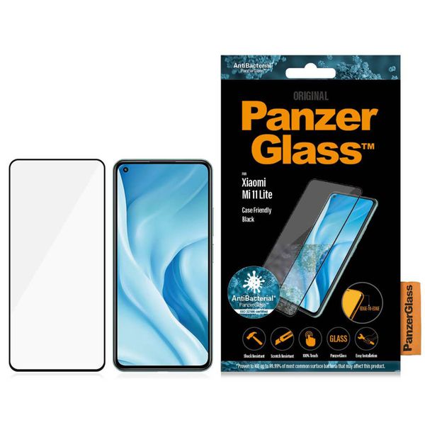 PanzerGlass Protection d'écran en verre trempé CF Antibactéries Xiaomi Mi 11 Lite (5G/4G) / 11 Lite 5G NE