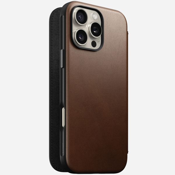 Nomad Étui de téléphone portefeuille Modern Leather Folio iPhone 16 Pro Max - Brown