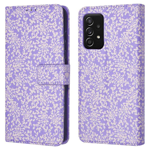 imoshion ﻿Étui de téléphone portefeuille Design Samsung Galaxy A52(s) (5G/4G) - Purple White Flowers