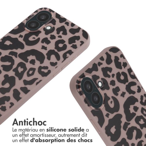 imoshion Coque design en silicone avec cordon iPhone 16 Plus - Animal Pink