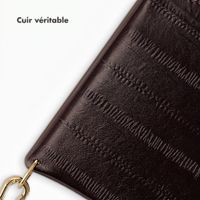 Selencia Nova coque arrière en cuir véritable avec porte-cartes Samsung Galaxy S25 - Dark Chocolate