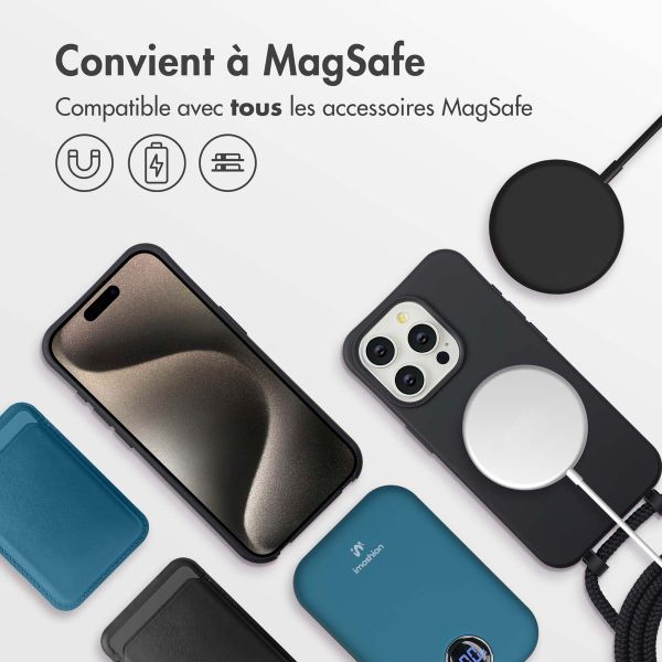 imoshion Coque arrière Color avec cordon amovible et MagSafe Apple iPhone 15 Pro Max - Noir