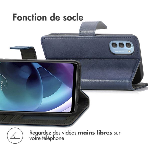 imoshion Étui de téléphone portefeuille Luxe Motorola Moto G51 - Bleu foncé