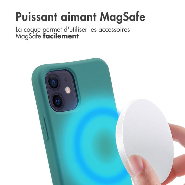 imoshion Coque arrière Color avec cordon amovible et MagSafe Apple iPhone 12 (Pro) - Vert foncé