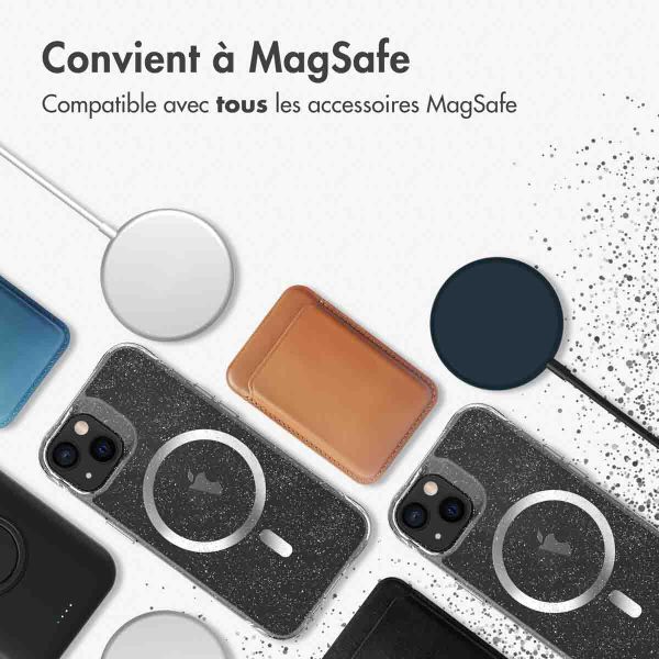 imoshion Coque arrière transparente Pailletée avec MagSafe Apple iPhone 13 - Argent