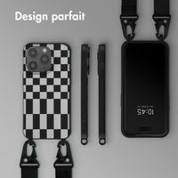 Selencia Coque design en silicone avec cordon amovible Apple iPhone 14 Pro - Irregular Check Black