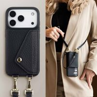 Selencia Coque de télephone Sera avec cordon et porte-cartes enveloppe Apple iPhone 17 Pro - Noir