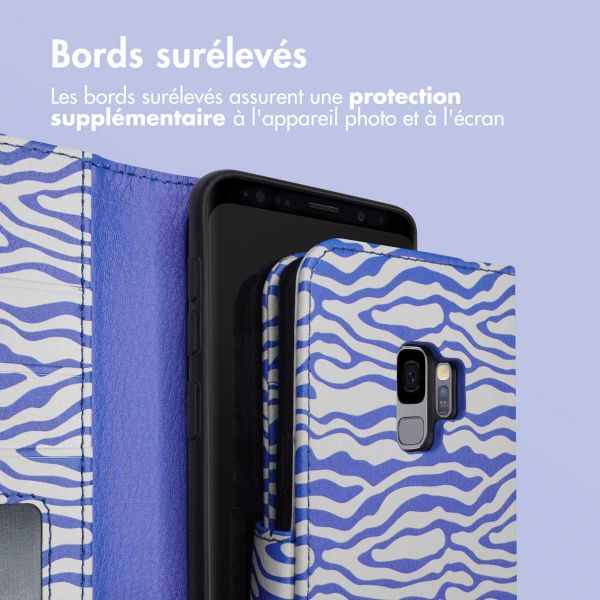 imoshion Étui de télephone portefeuille Design Samsung Galaxy S9 - White Blue Stripes