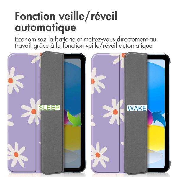 imoshion Coque tablette Design Trifold Apple iPad 11 (2025) 11 pouces A16 / iPad 10 (2022) 10.9 pouces - Flowers Distance
