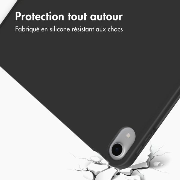 Accezz Coque tablette portefeuille Smart Silicone Apple iPad Air 11 pouces (2025) M3 / (2024) M2 / Air 5 (2022) / Air 4 (2020) - Noir