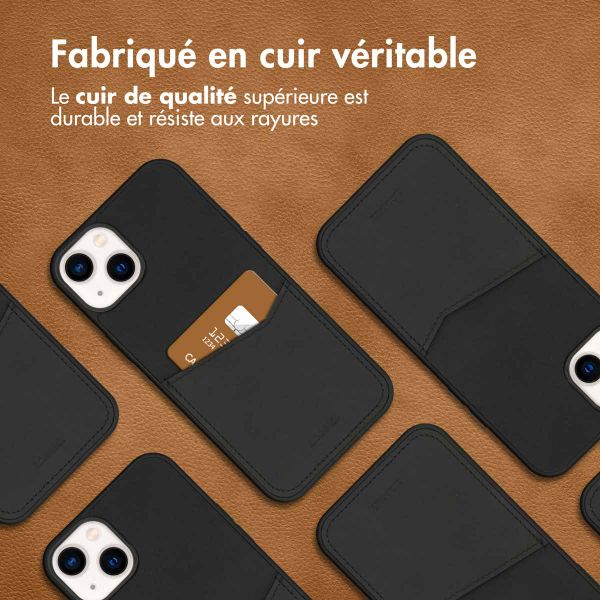 Accezz Coque en cuir de qualité supérieure avec fentes pour cartes Apple iPhone 14 Plus - Noir