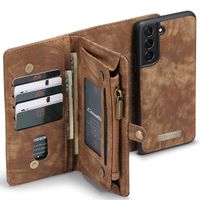 CaseMe Etui de téléphone de luxe en cuir deux en un Samsung Galaxy S22 - Brun