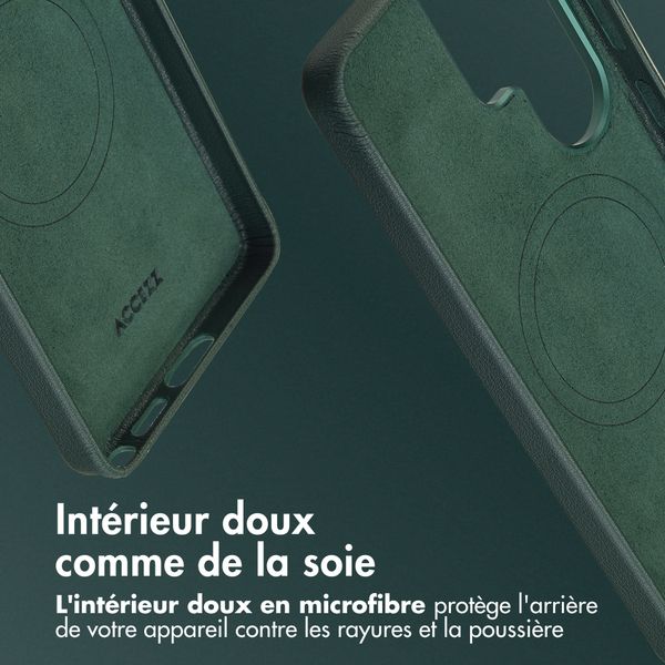 Accezz Coque arrière en cuir avec MagSafe Samsung Galaxy S26 Ultra - Cedar Green