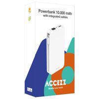 Accezz Powerbank 10 000 mAh avec câbles intégrés - Blanc