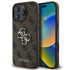 Guess Coque 4G Metal Logo iPhone 16 Pro - Brun